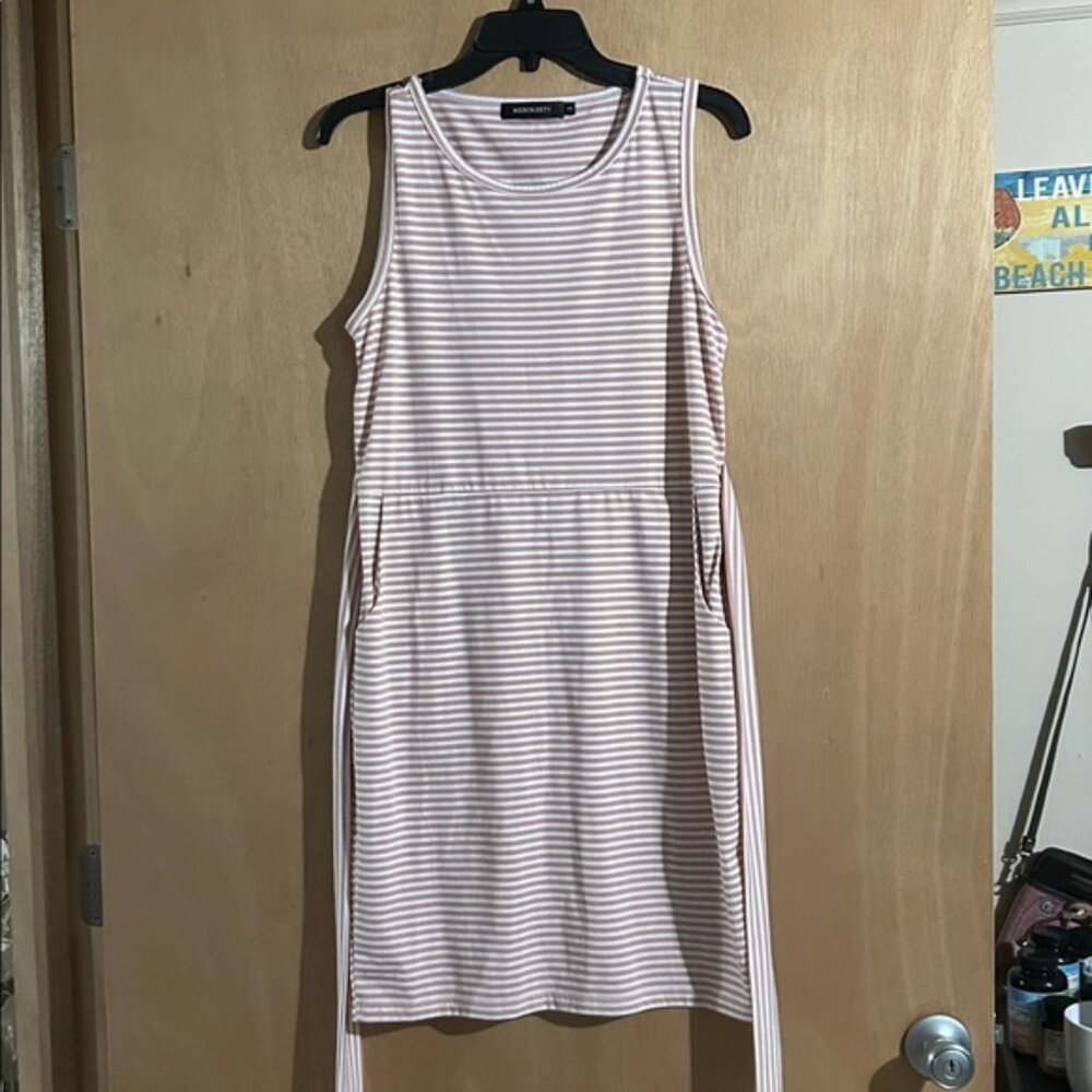 Metro Kerry Pink and White Striped Sleeveless Dress
